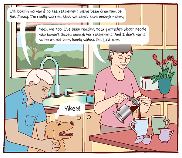 Seniors discussing their fears and concerns about retirement.